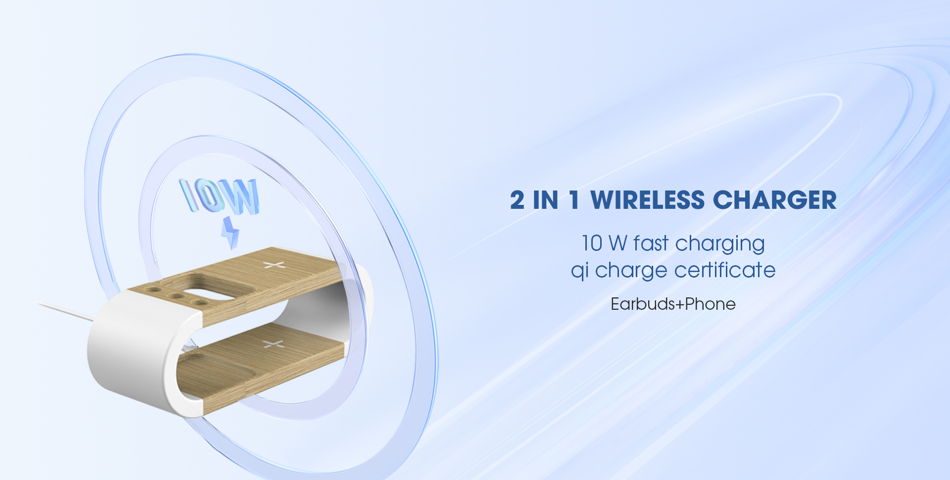 2 in 1 wireless charger,10w fast charge,qi safe charge certificate