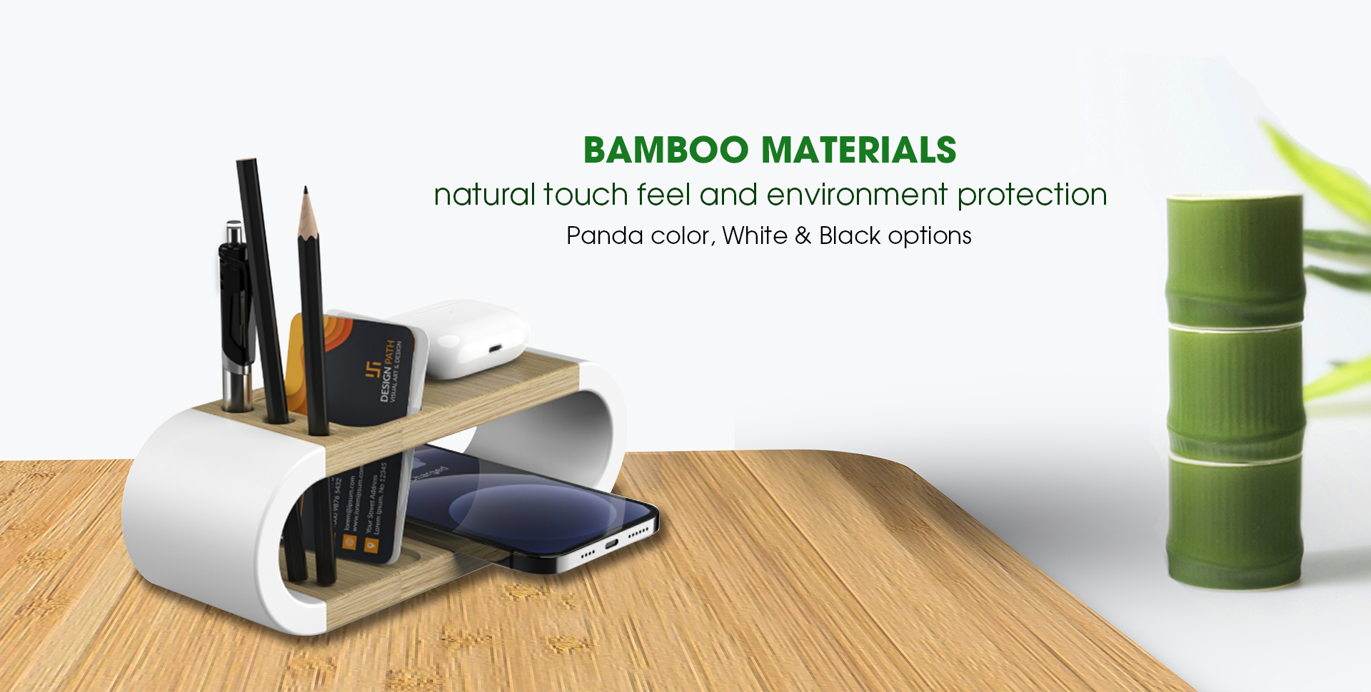 bamboo materials,nature touch feel,environmental protection,white&black color options